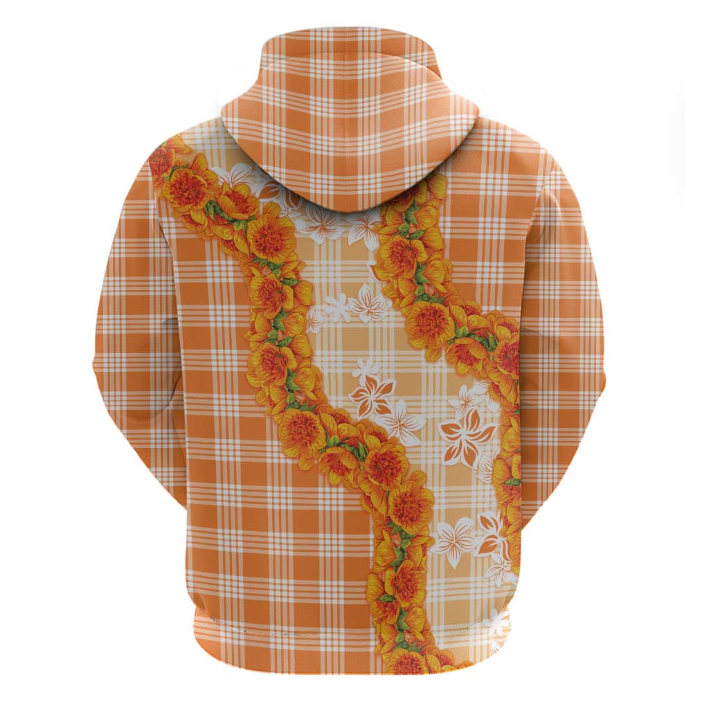 Orange Hawaii Palaka Zip Hoodie Hawaiian Ilima Lei LT05 - Polynesian Pride