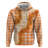 Orange Hawaii Palaka Zip Hoodie Hawaiian Ilima Lei LT05 Pullover Hoodie Orange - Polynesian Pride