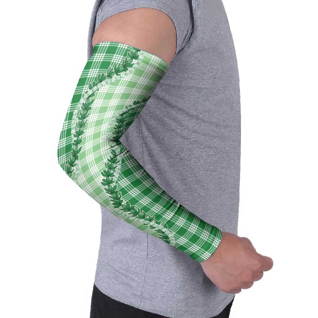 Green Hawaii Palaka Arm Sleeves Hawaiian Pikake Lei LT05 - Polynesian Pride