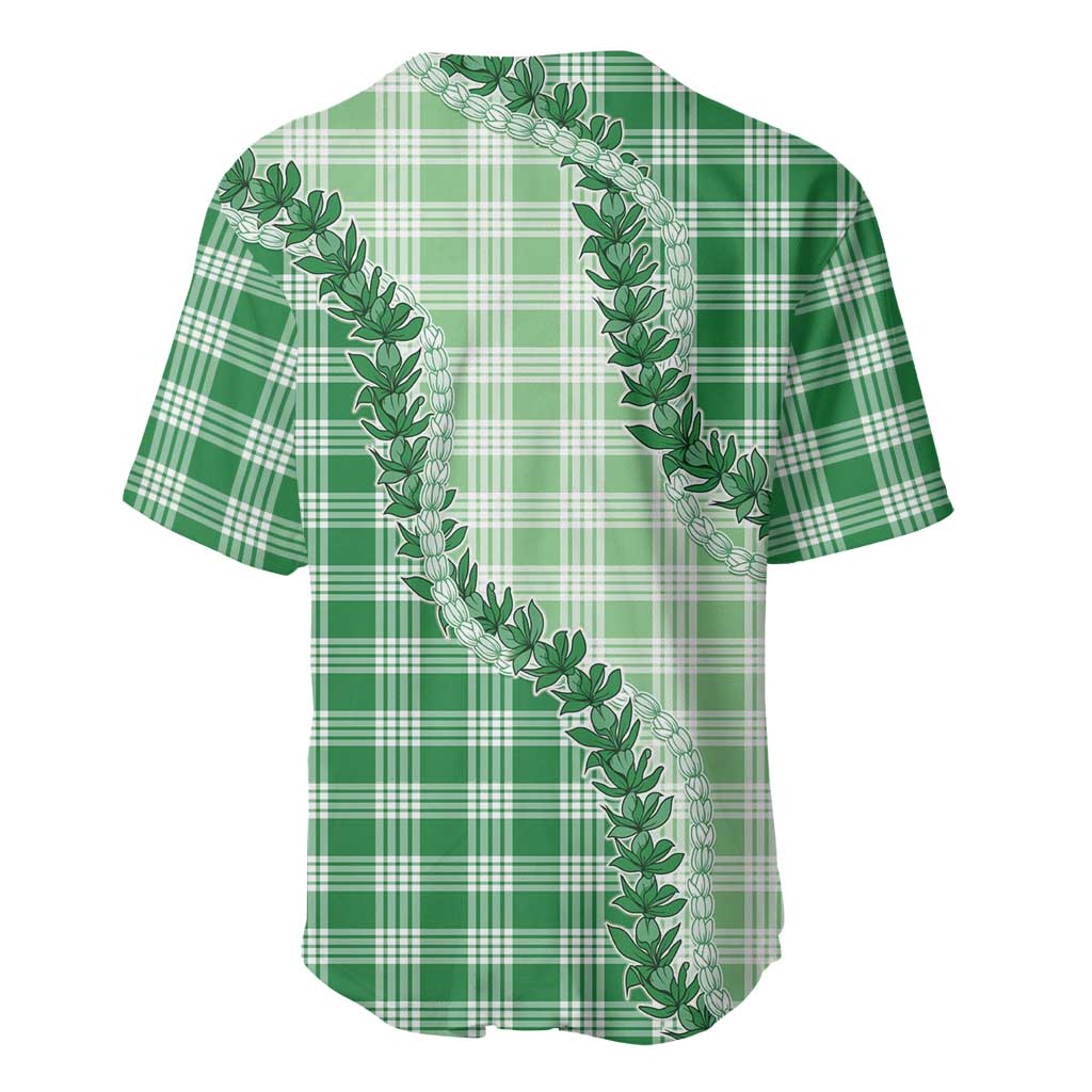 Green Hawaii Palaka Baseball Jersey Hawaiian Pikake Lei LT05 - Polynesian Pride