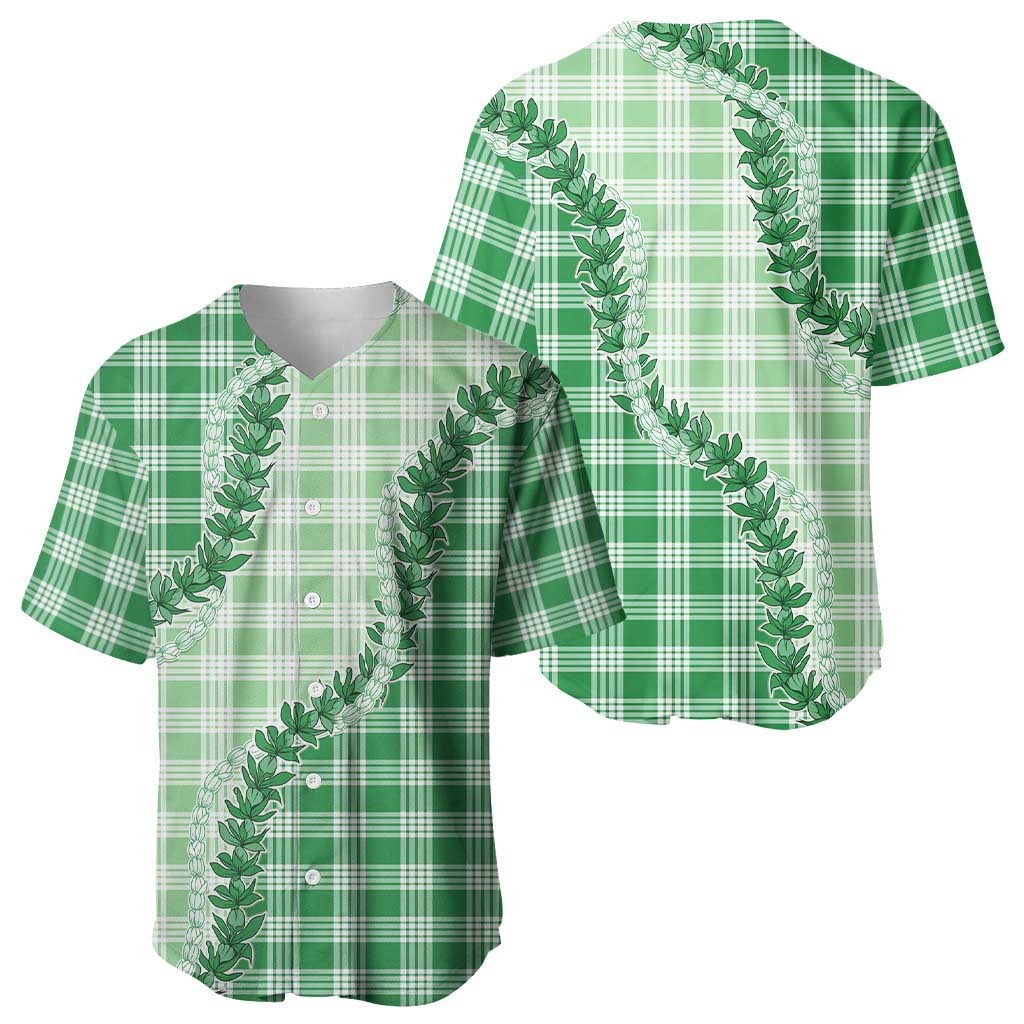 Green Hawaii Palaka Baseball Jersey Hawaiian Pikake Lei LT05 - Polynesian Pride