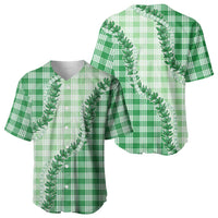 Green Hawaii Palaka Baseball Jersey Hawaiian Pikake Lei LT05 - Polynesian Pride