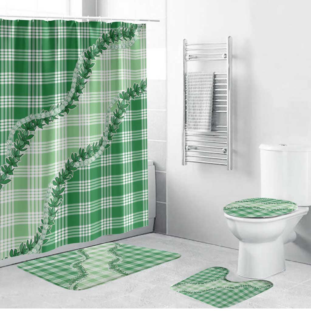 Green Hawaii Palaka Bathroom Set Hawaiian Pikake Lei LT05 Bathroom Set (4 pcs) Green - Polynesian Pride