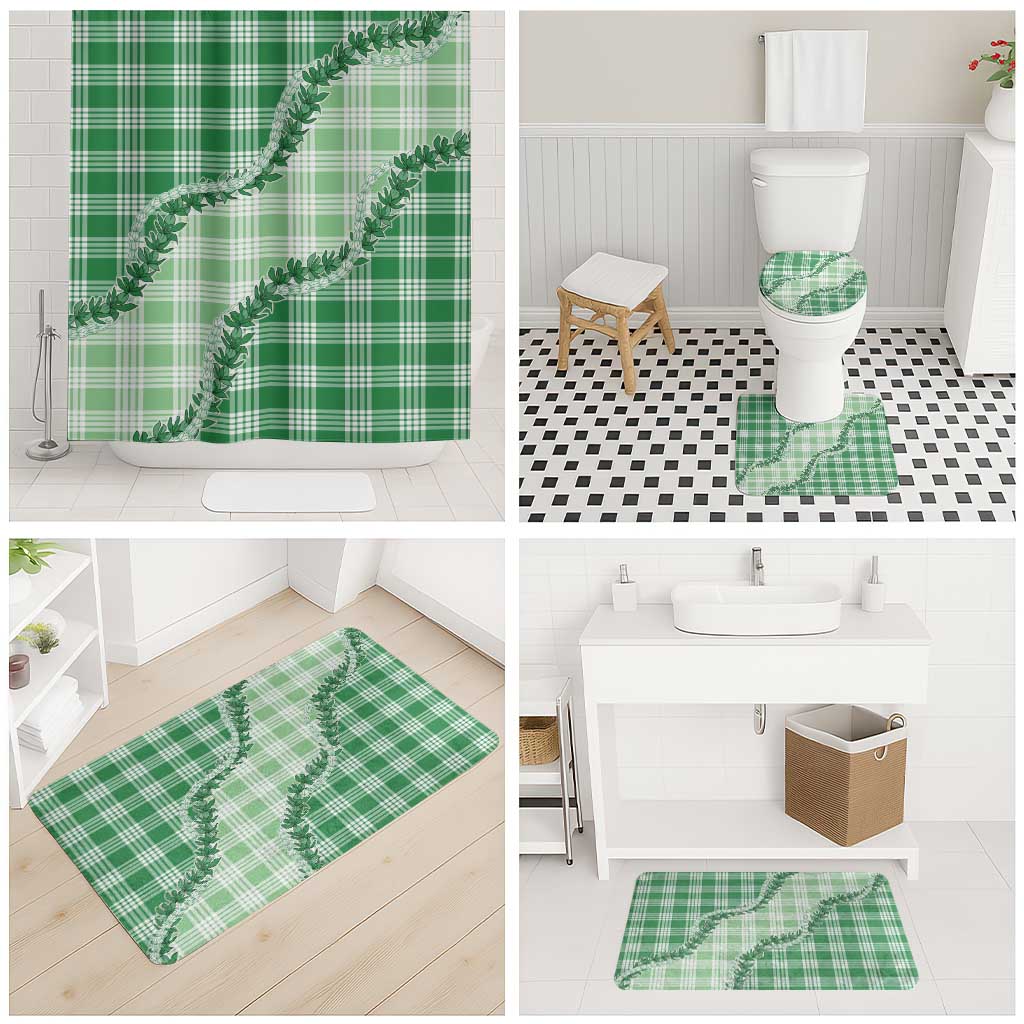 Green Hawaii Palaka Bathroom Set Hawaiian Pikake Lei LT05 - Polynesian Pride