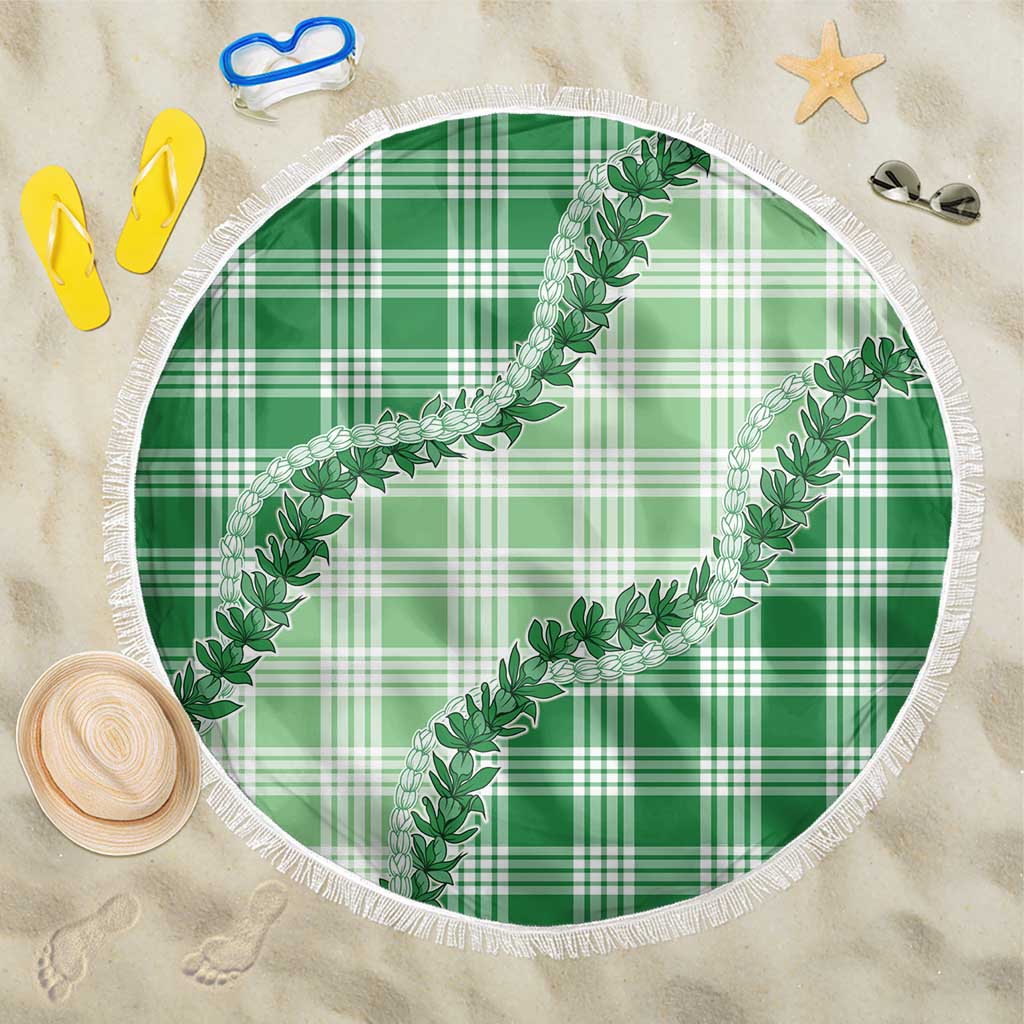 Green Hawaii Palaka Beach Blanket Hawaiian Pikake Lei LT05 One Size 150cm Green - Polynesian Pride
