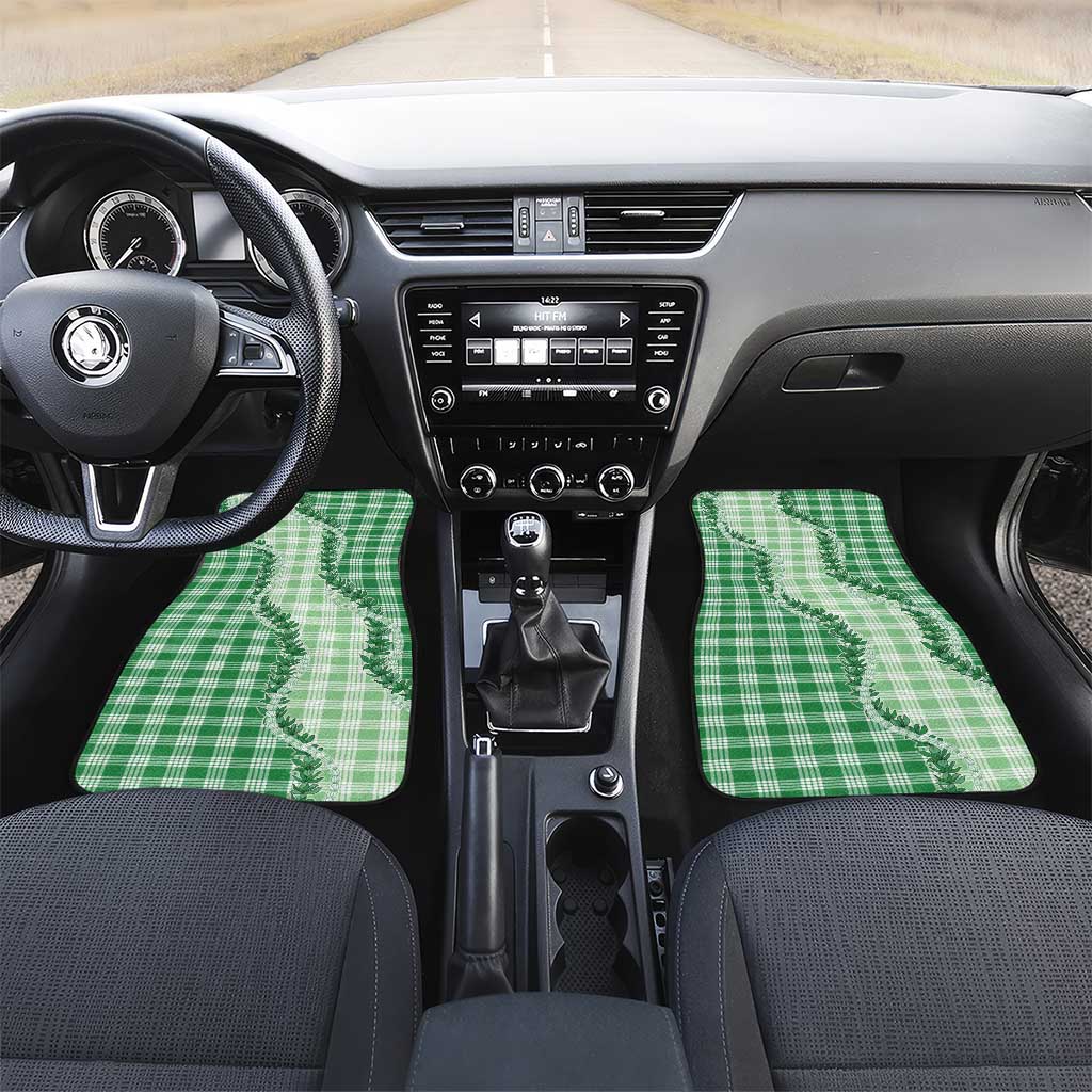 Green Hawaii Palaka Car Mats Hawaiian Pikake Lei LT05 Set 2pcs - Front Green - Polynesian Pride