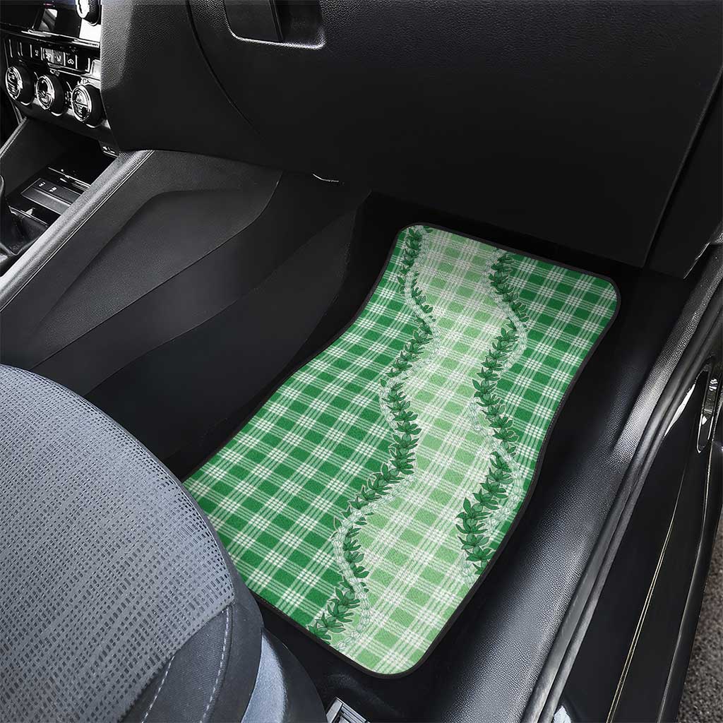 Green Hawaii Palaka Car Mats Hawaiian Pikake Lei LT05 - Polynesian Pride