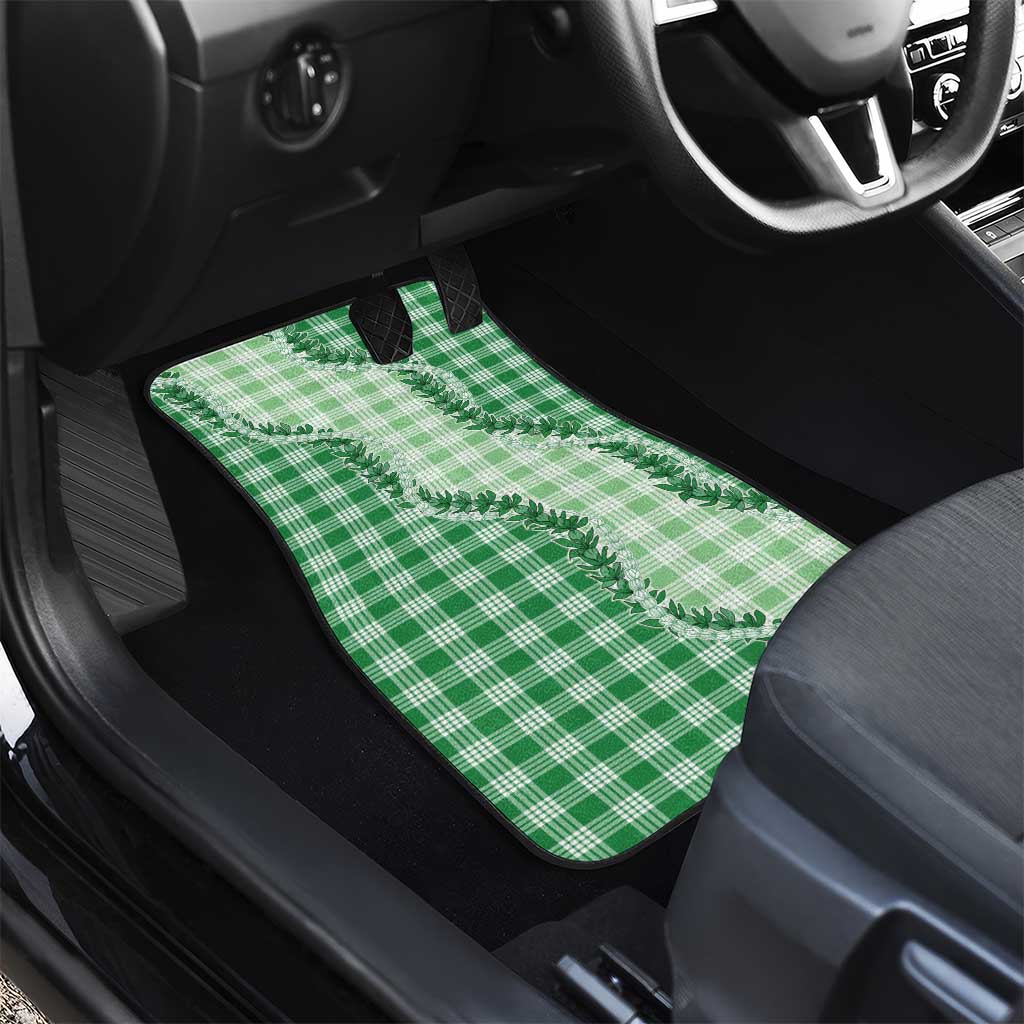 Green Hawaii Palaka Car Mats Hawaiian Pikake Lei LT05 - Polynesian Pride
