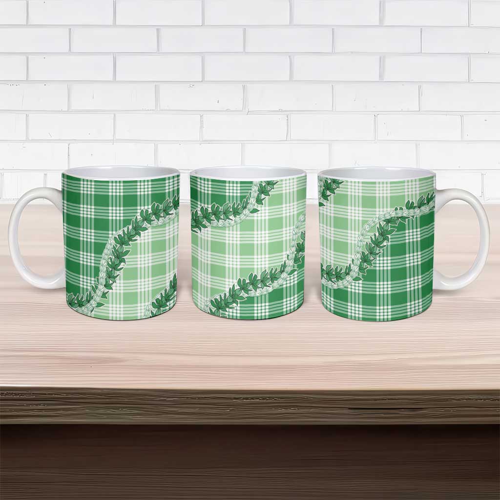 Green Hawaii Palaka Ceramic Mug Hawaiian Pikake Lei LT05 - Polynesian Pride