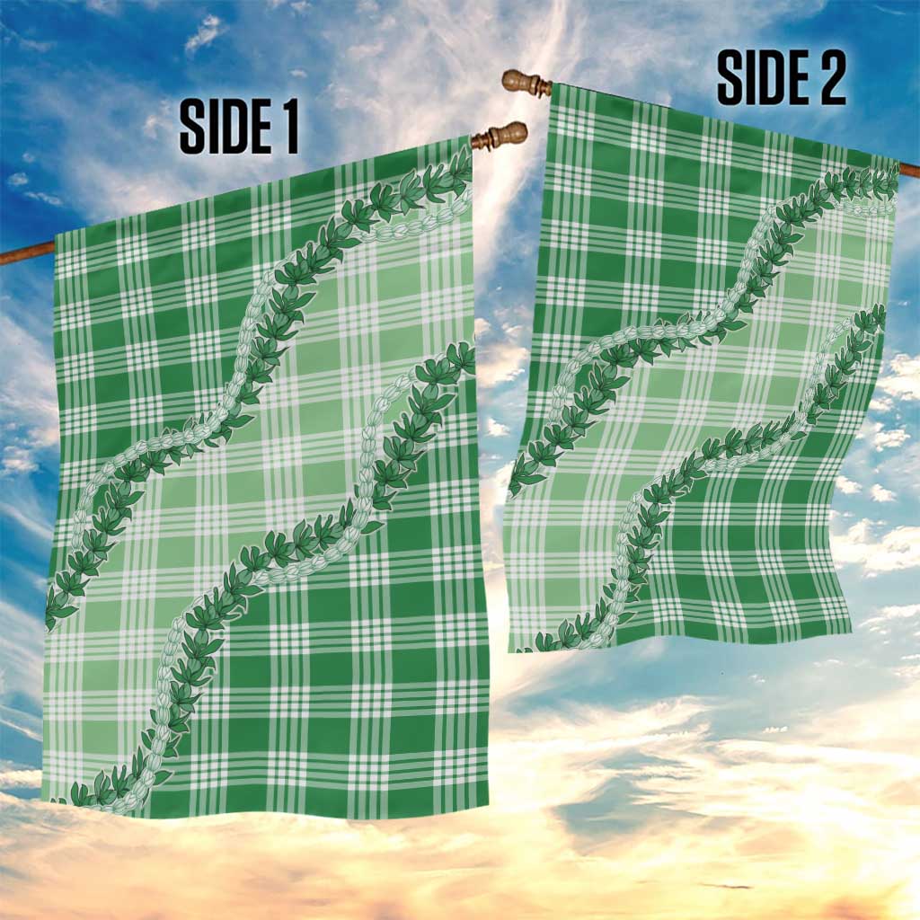 Green Hawaii Palaka Garden Flag Hawaiian Pikake Lei LT05 - Polynesian Pride