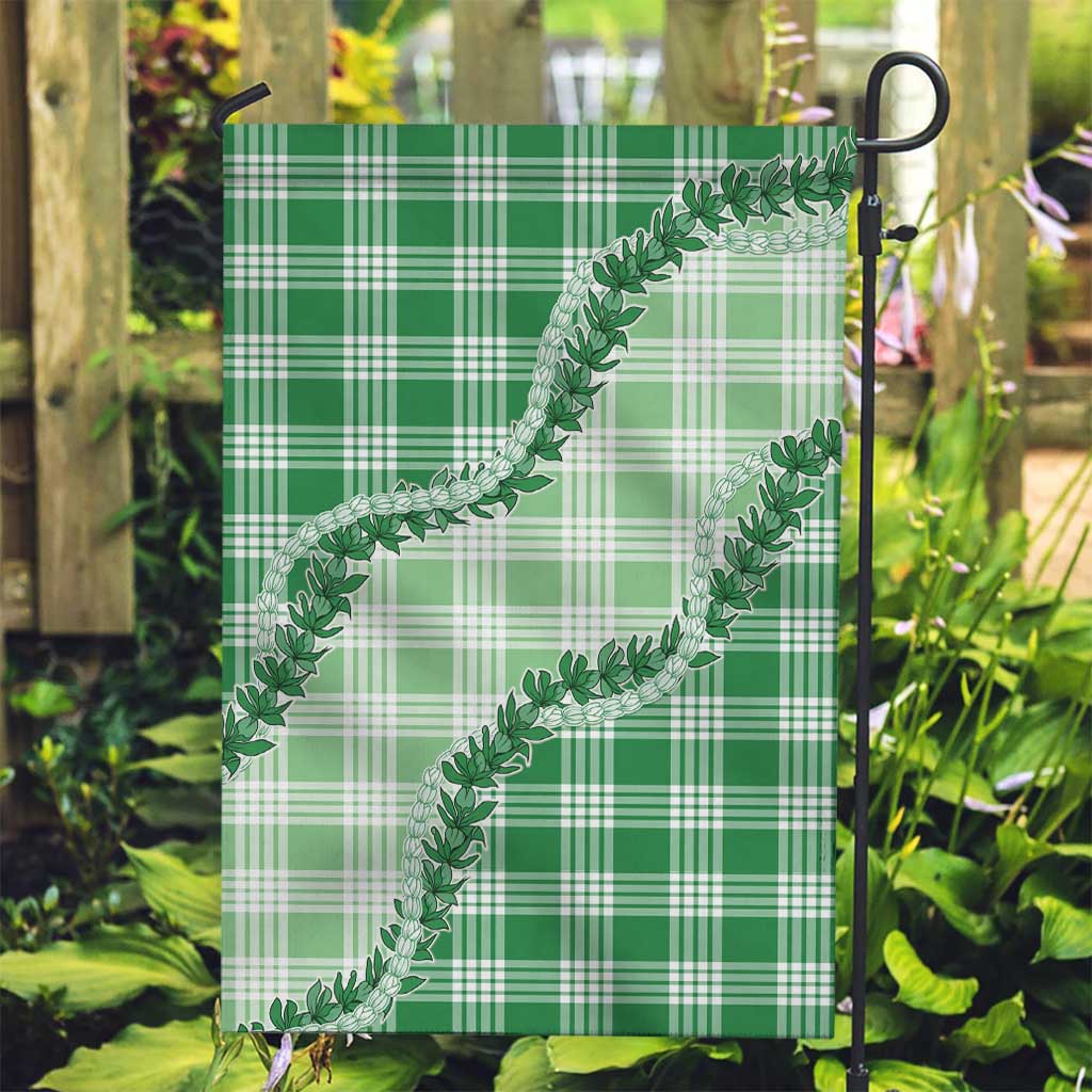 Green Hawaii Palaka Garden Flag Hawaiian Pikake Lei LT05 Garden Flag Green - Polynesian Pride