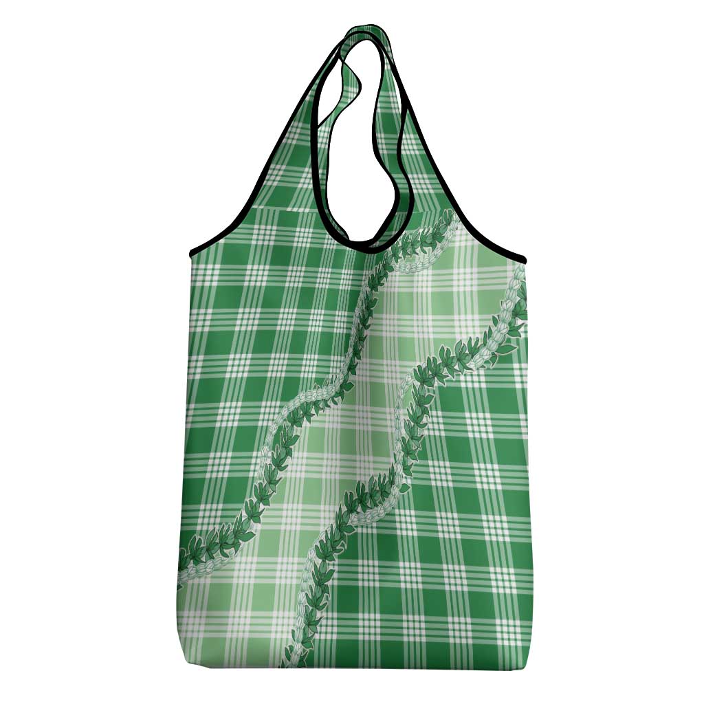 Green Hawaii Palaka Grocery Bag Hawaiian Pikake Lei LT05 - Polynesian Pride