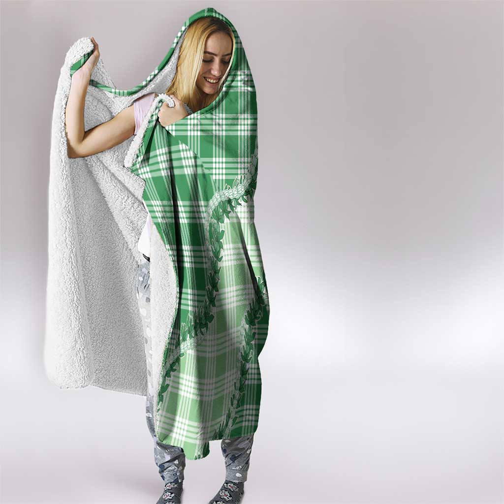 Green Hawaii Palaka Hooded Blanket Hawaiian Pikake Lei LT05 - Polynesian Pride