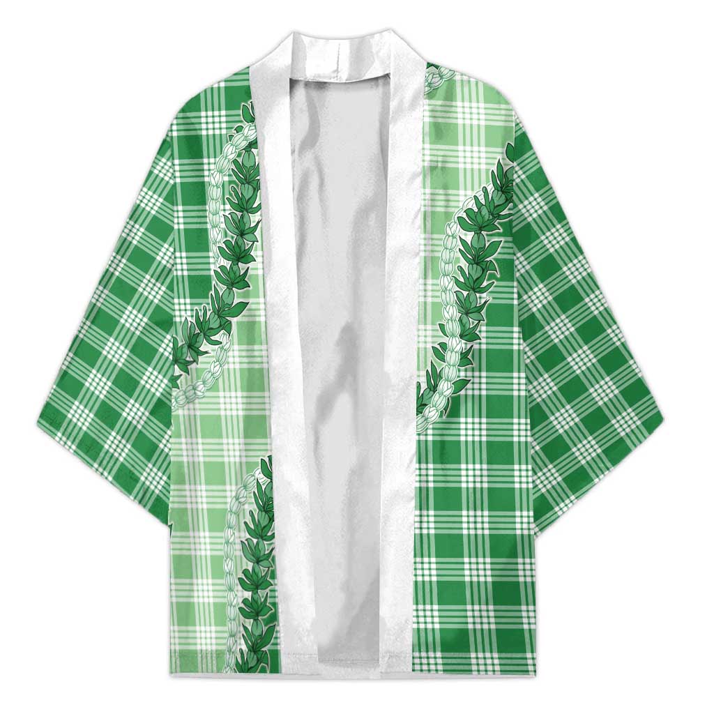 Green Hawaii Palaka Kimono Hawaiian Pikake Lei LT05 Unisex Green - Polynesian Pride