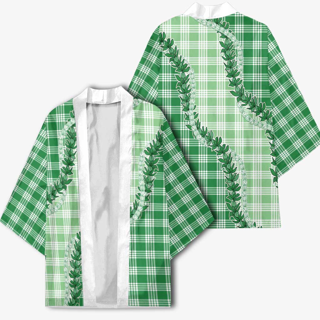 Green Hawaii Palaka Kimono Hawaiian Pikake Lei LT05 - Polynesian Pride