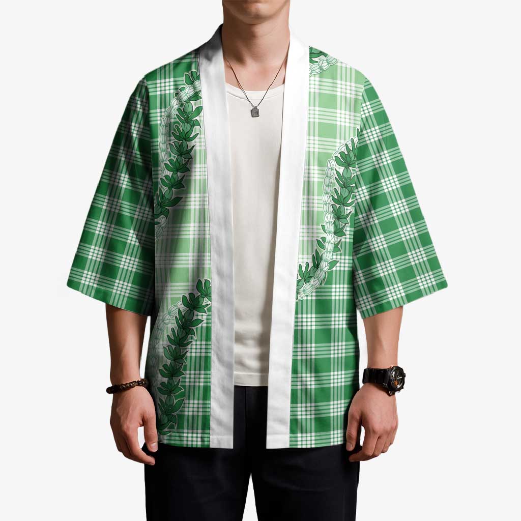 Green Hawaii Palaka Kimono Hawaiian Pikake Lei LT05 - Polynesian Pride