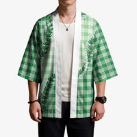 Green Hawaii Palaka Kimono Hawaiian Pikake Lei LT05 - Polynesian Pride