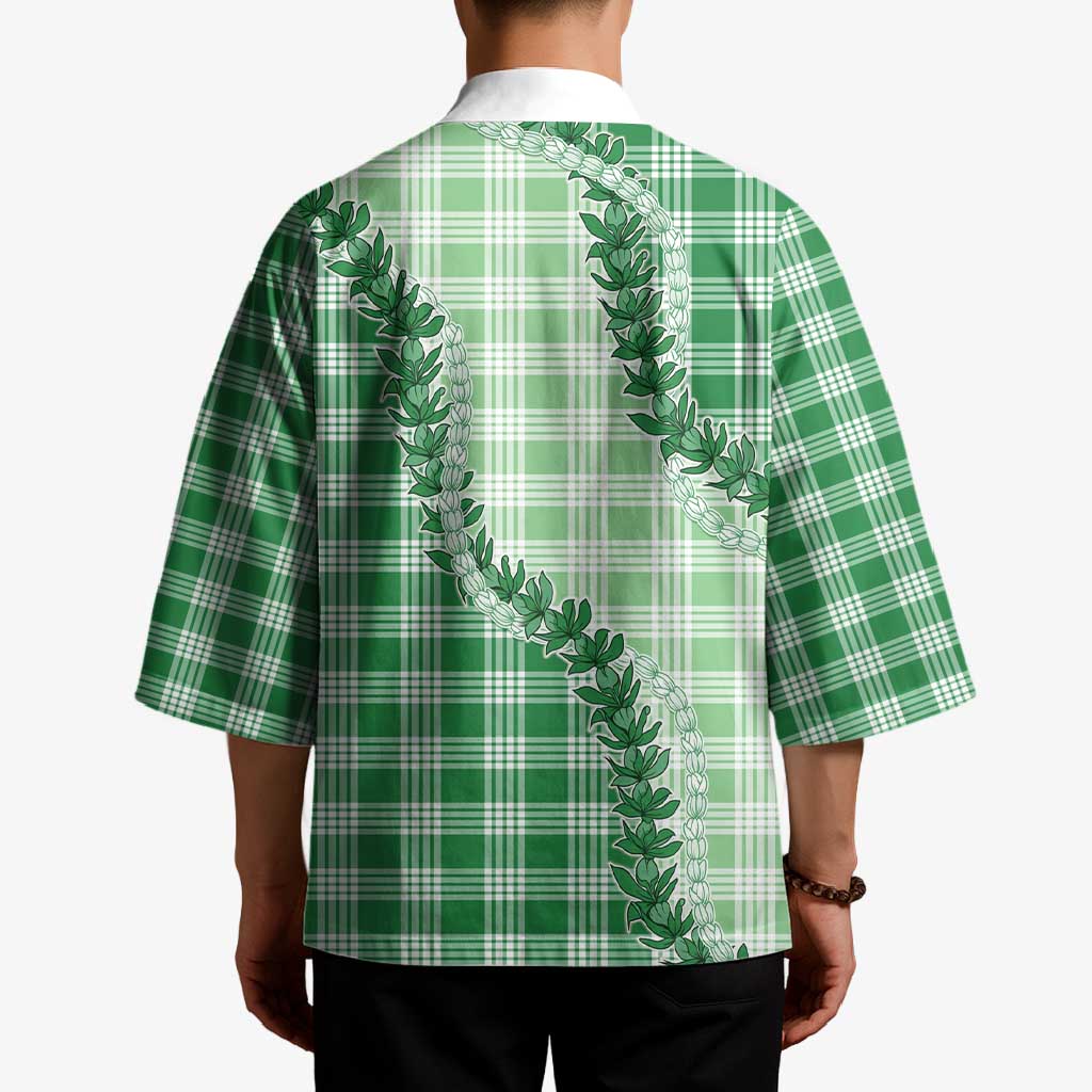 Green Hawaii Palaka Kimono Hawaiian Pikake Lei LT05 - Polynesian Pride