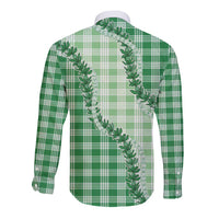 Green Hawaii Palaka Long Sleeve Button Shirt Hawaiian Pikake Lei LT05 - Polynesian Pride