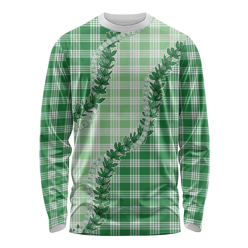 Green Hawaii Palaka Long Sleeve Shirt Hawaiian Pikake Lei LT05 Unisex Green - Polynesian Pride