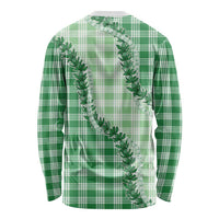 Green Hawaii Palaka Long Sleeve Shirt Hawaiian Pikake Lei LT05 - Polynesian Pride