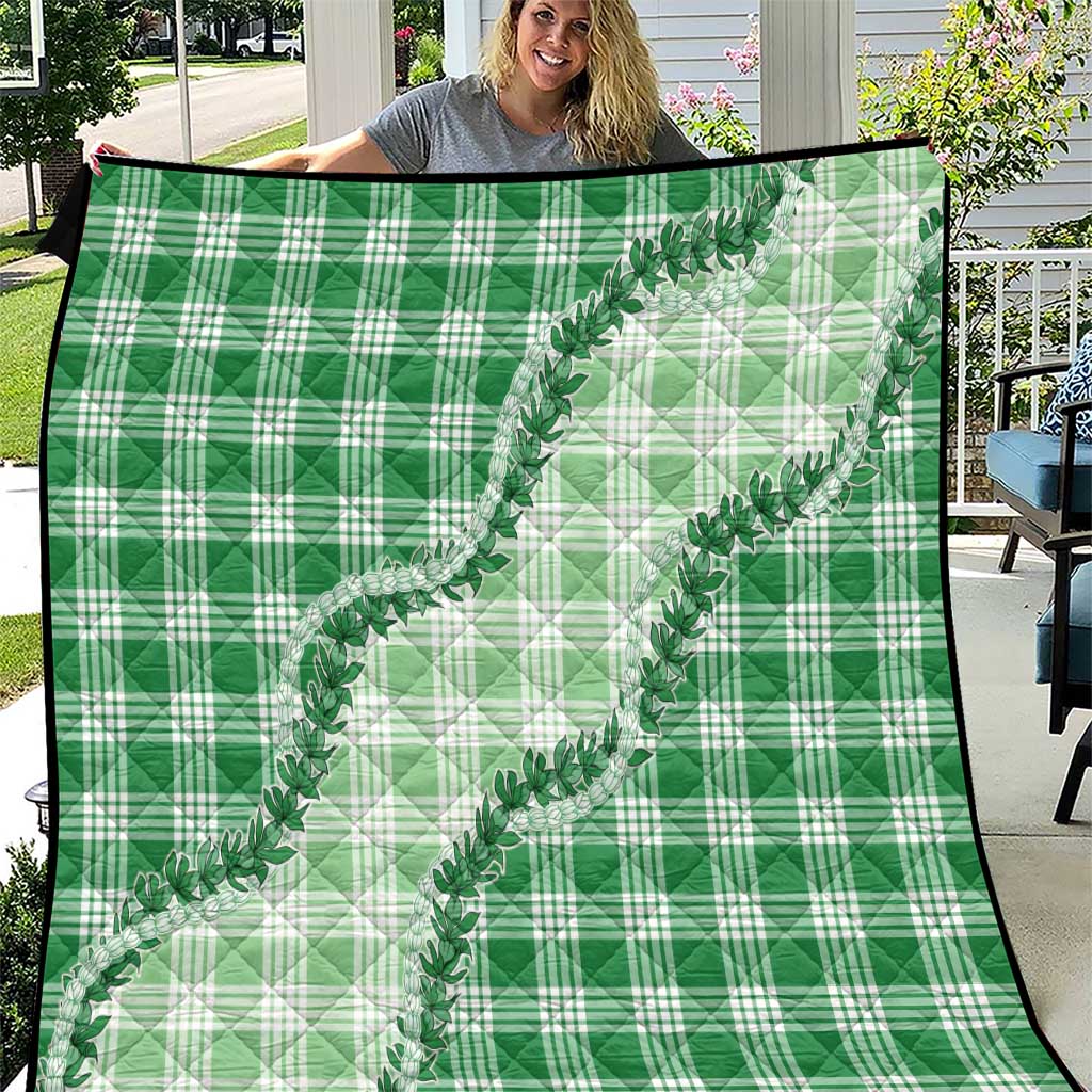 Green Hawaii Palaka Quilt Hawaiian Pikake Lei LT05 Green - Polynesian Pride