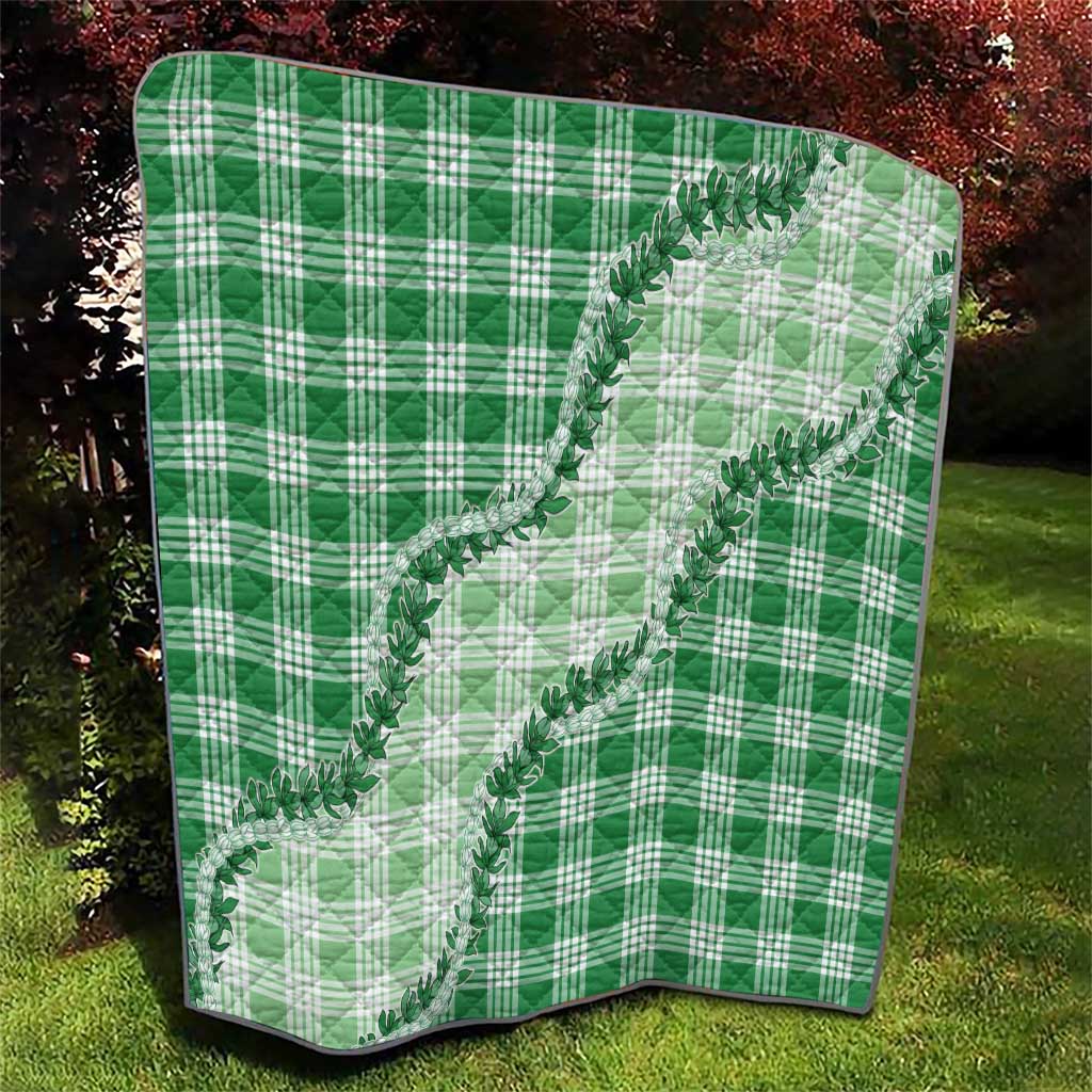 Green Hawaii Palaka Quilt Hawaiian Pikake Lei LT05 - Polynesian Pride