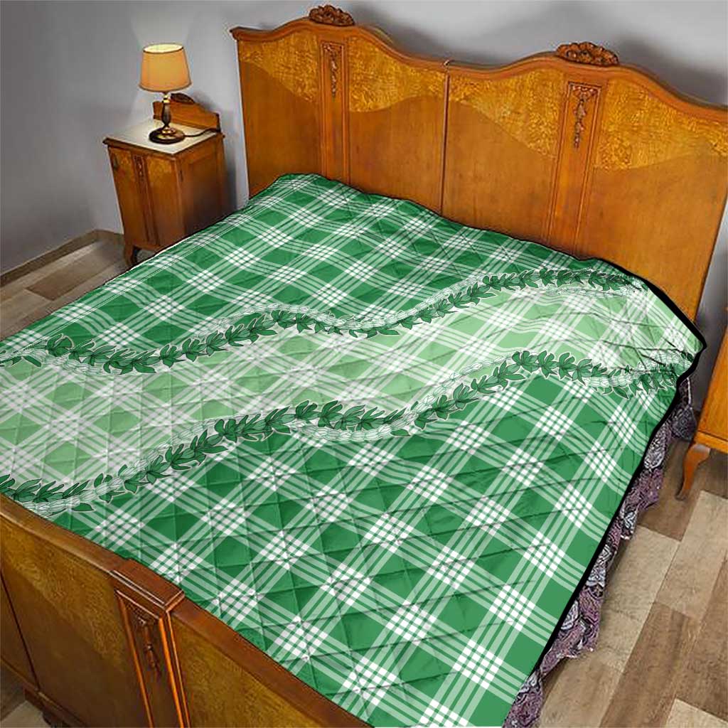 Green Hawaii Palaka Quilt Hawaiian Pikake Lei LT05 - Polynesian Pride