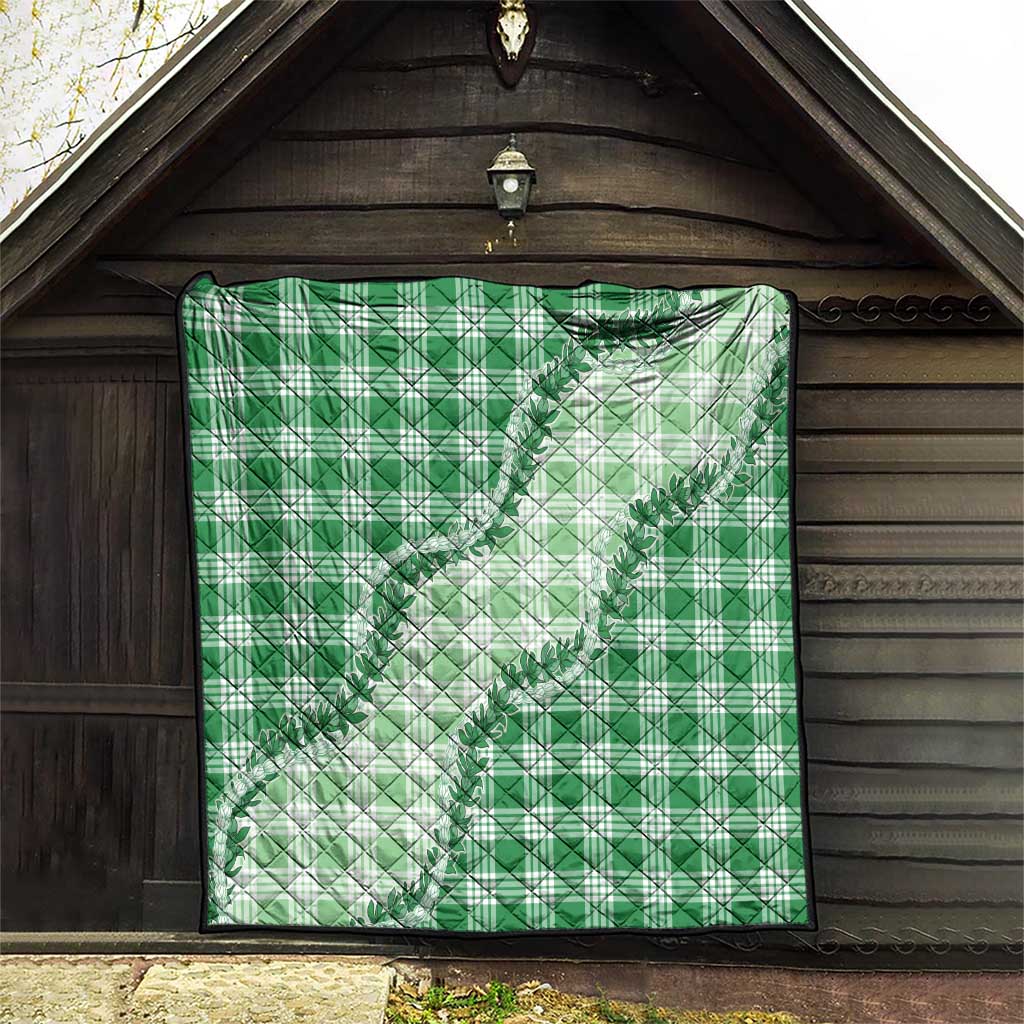 Green Hawaii Palaka Quilt Hawaiian Pikake Lei LT05 - Polynesian Pride