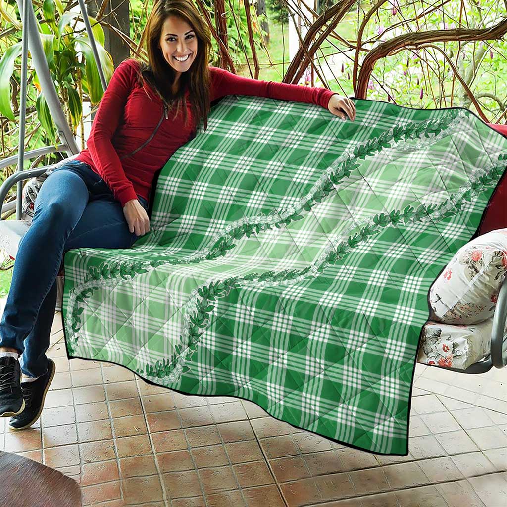 Green Hawaii Palaka Quilt Hawaiian Pikake Lei LT05 - Polynesian Pride
