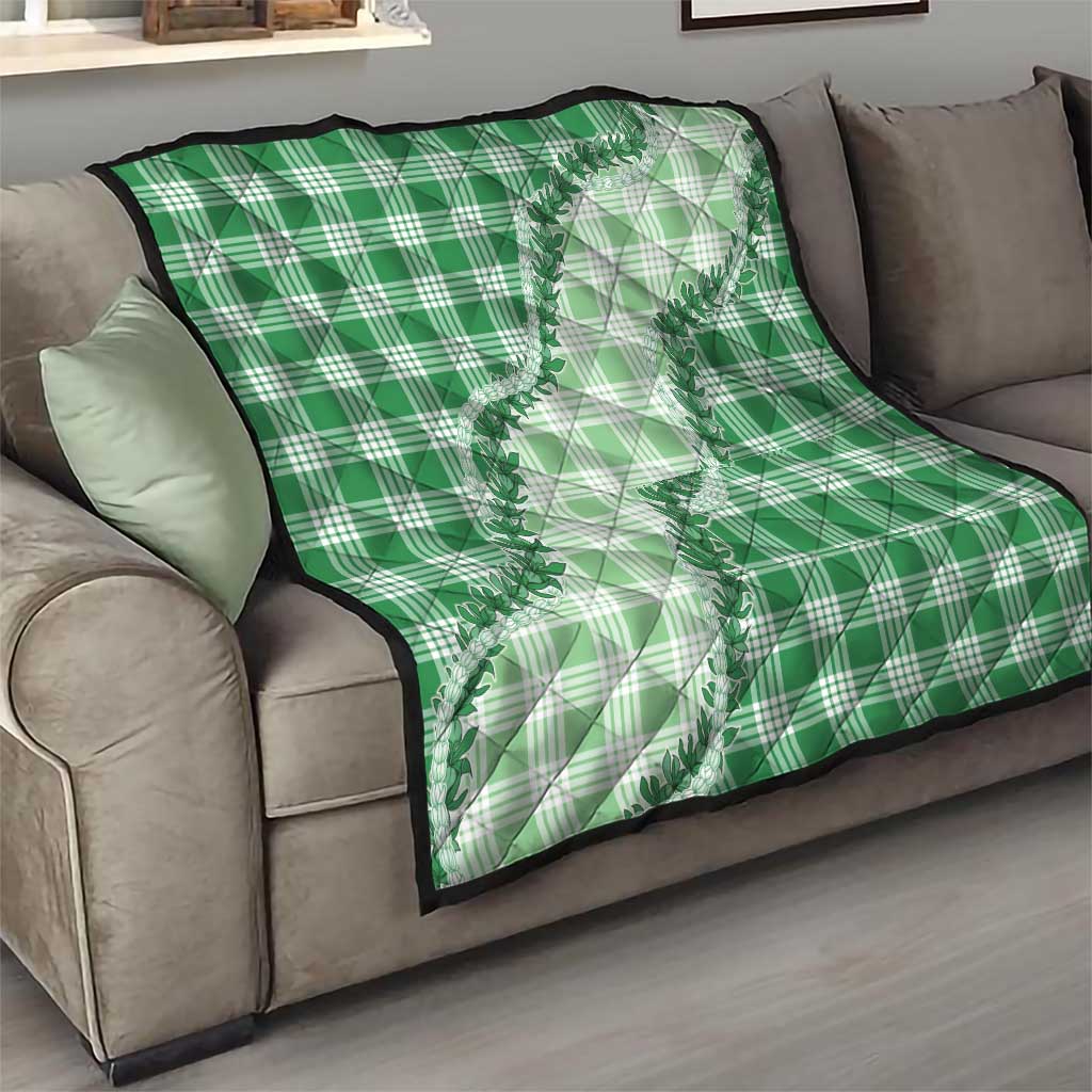 Green Hawaii Palaka Quilt Hawaiian Pikake Lei LT05 - Polynesian Pride