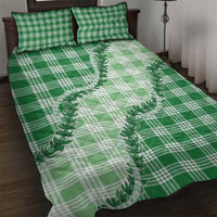 Green Hawaii Palaka Quilt Bed Set Hawaiian Pikake Lei LT05 Green - Polynesian Pride