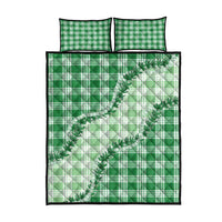 Green Hawaii Palaka Quilt Bed Set Hawaiian Pikake Lei LT05 - Polynesian Pride