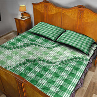 Green Hawaii Palaka Quilt Bed Set Hawaiian Pikake Lei LT05 - Polynesian Pride