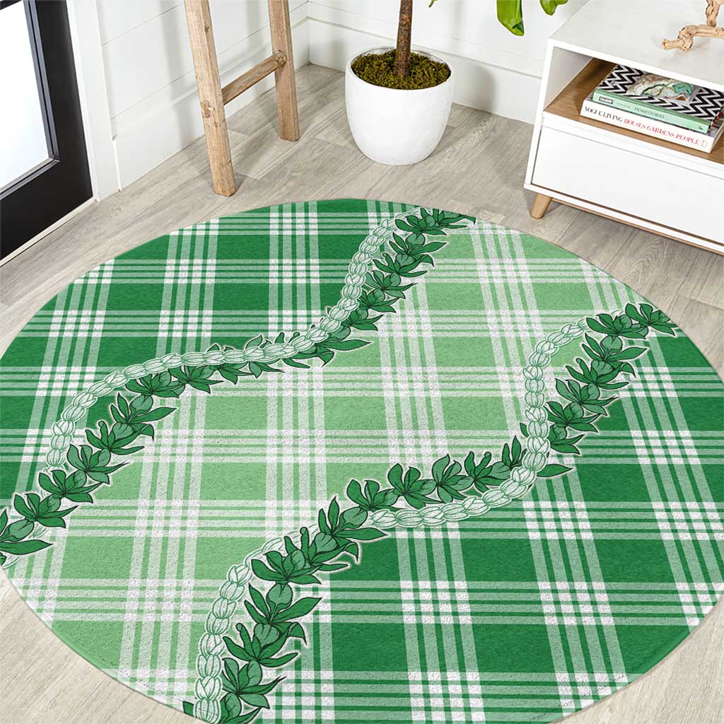 Green Hawaii Palaka Round Carpet Hawaiian Pikake Lei LT05 Green - Polynesian Pride