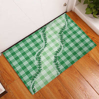 Green Hawaii Palaka Rubber Doormat Hawaiian Pikake Lei LT05 - Polynesian Pride