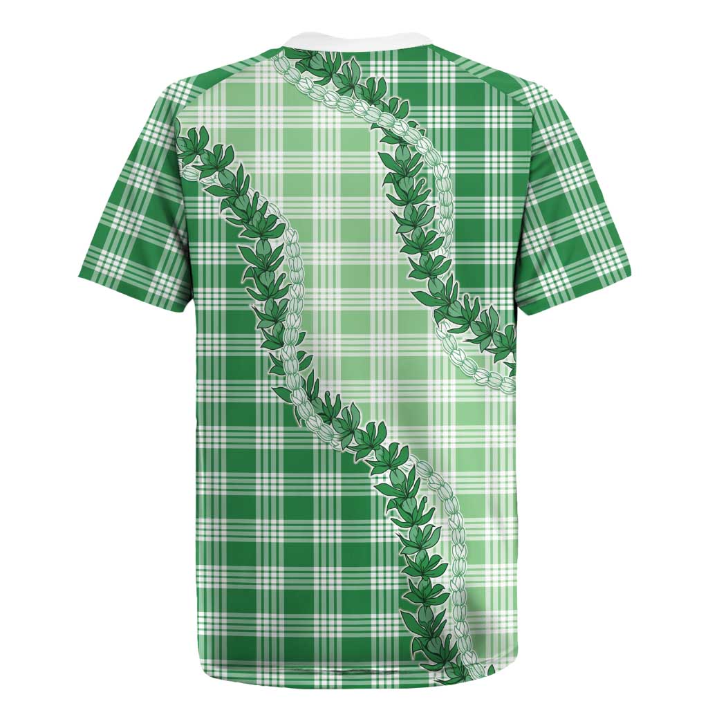 Green Hawaii Palaka Rugby Jersey Hawaiian Pikake Lei LT05 - Polynesian Pride