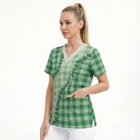 Green Hawaii Palaka Scrub Top Hawaiian Pikake Lei LT05 - Polynesian Pride