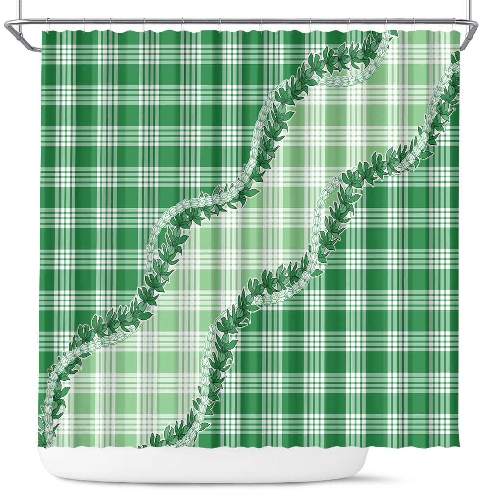 Green Hawaii Palaka Shower Curtain Hawaiian Pikake Lei LT05 Green - Polynesian Pride