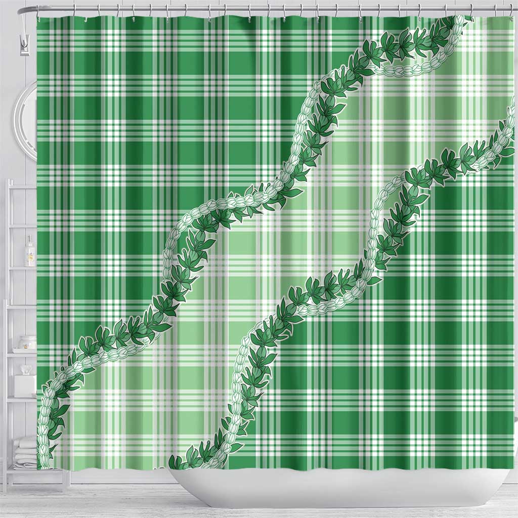 Green Hawaii Palaka Shower Curtain Hawaiian Pikake Lei LT05 - Polynesian Pride