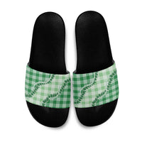 Green Hawaii Palaka Slide Sandals Hawaiian Pikake Lei LT05 Green - Polynesian Pride