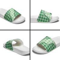 Green Hawaii Palaka Slide Sandals Hawaiian Pikake Lei LT05 - Polynesian Pride