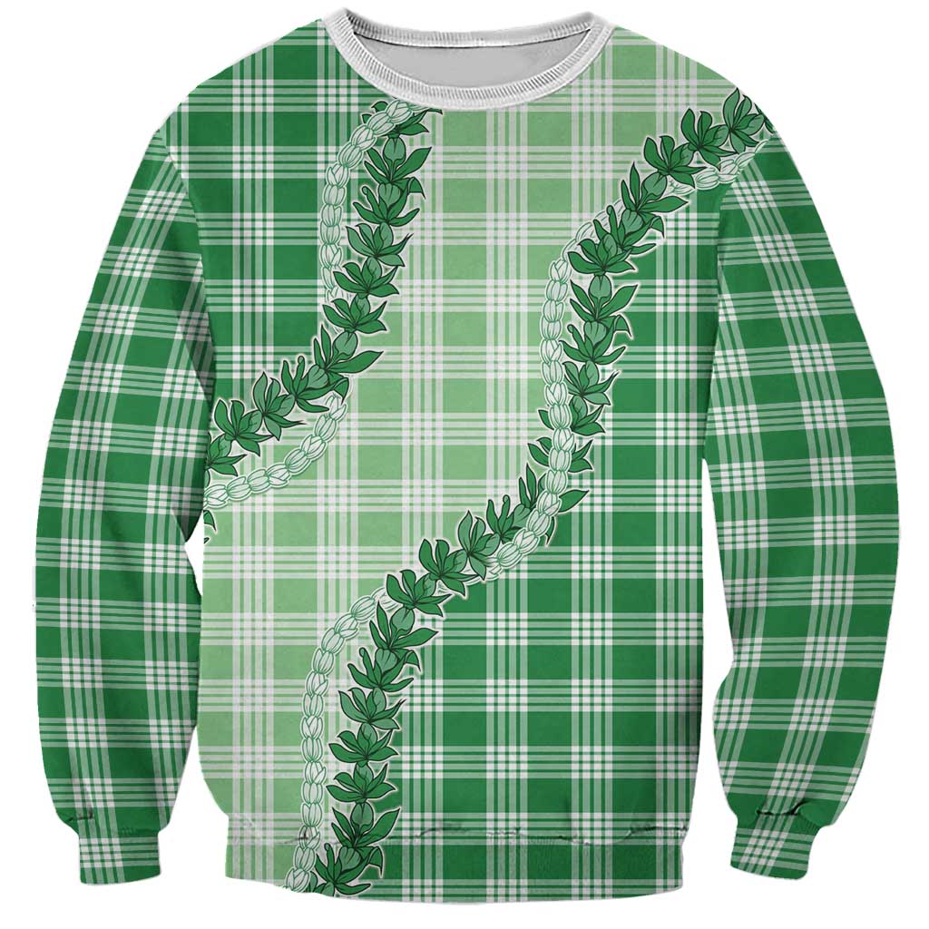 Green Hawaii Palaka Sweatshirt Hawaiian Pikake Lei LT05 Unisex Green - Polynesian Pride