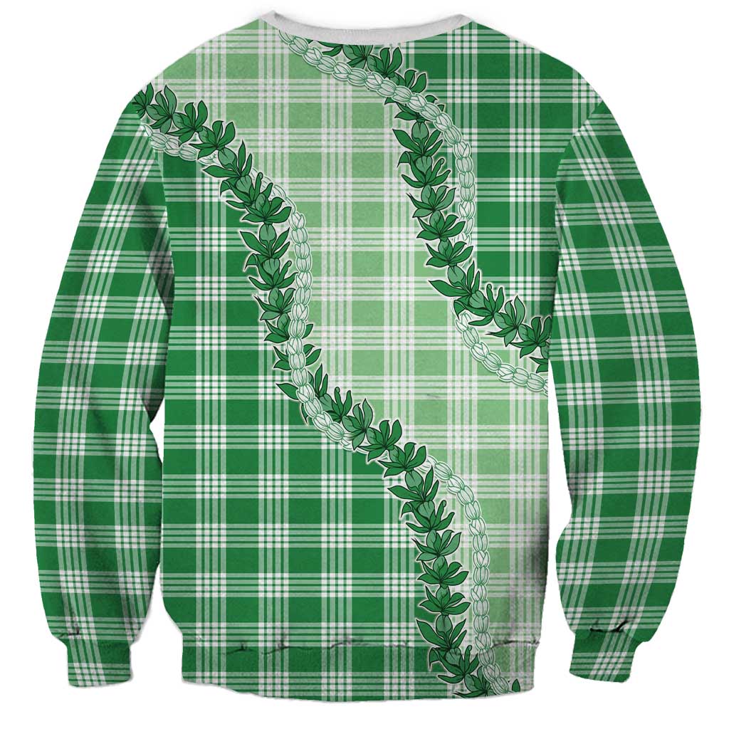 Green Hawaii Palaka Sweatshirt Hawaiian Pikake Lei LT05 - Polynesian Pride