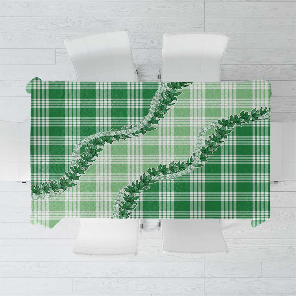 Green Hawaii Palaka Tablecloth Hawaiian Pikake Lei LT05 Green - Polynesian Pride