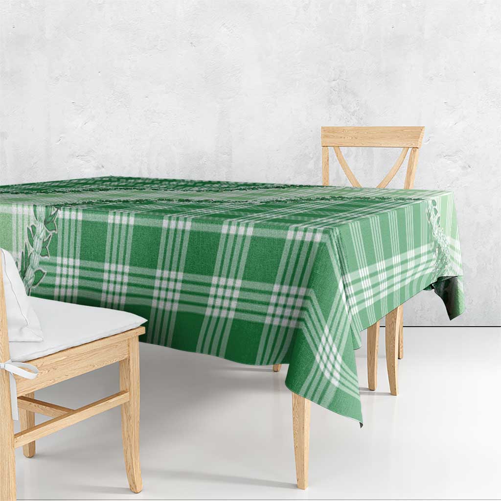 Green Hawaii Palaka Tablecloth Hawaiian Pikake Lei LT05 - Polynesian Pride