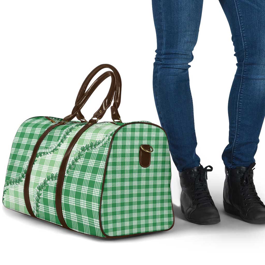 Green Hawaii Palaka Travel Bag Hawaiian Pikake Lei LT05 - Polynesian Pride