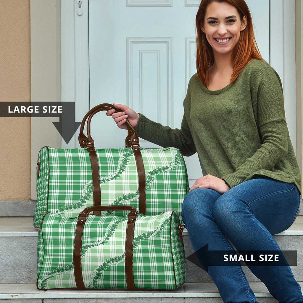Green Hawaii Palaka Travel Bag Hawaiian Pikake Lei LT05 - Polynesian Pride