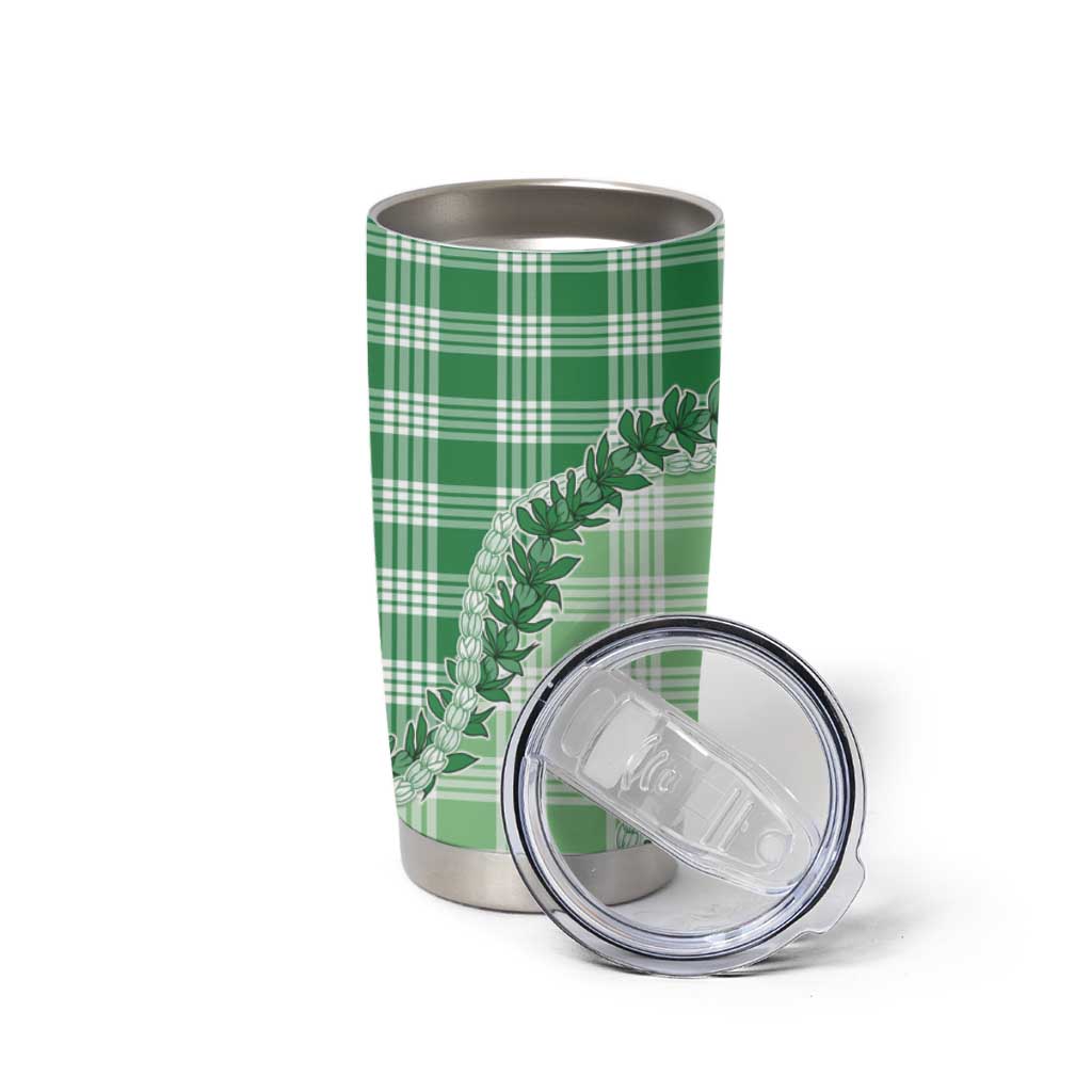 Green Hawaii Palaka Tumbler Cup Hawaiian Pikake Lei LT05 - Polynesian Pride