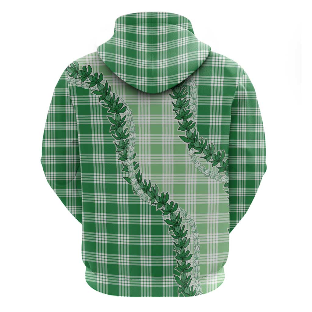 Green Hawaii Palaka Zip Hoodie Hawaiian Pikake Lei LT05 - Polynesian Pride